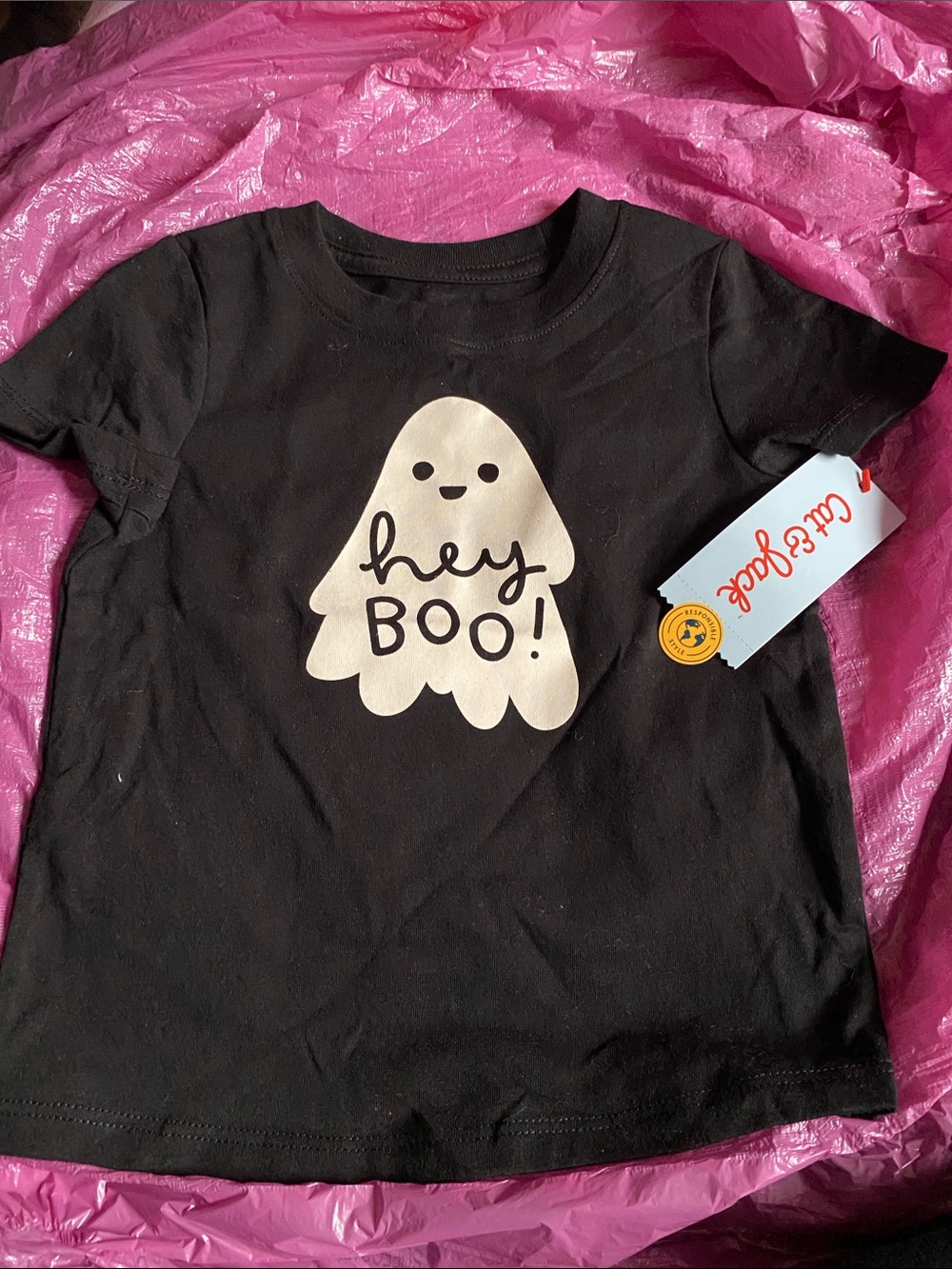 Cat & Jack Black "Hey Boo" Graphic Tee